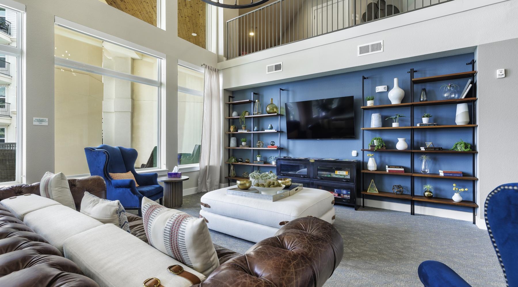 spacious lounge area with ample seating and modern decor