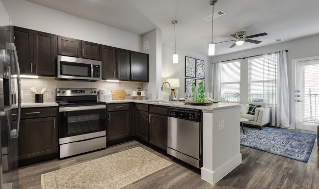 kitchen with ample counter space and modern appliances